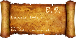 Balozin Iván névjegykártya
